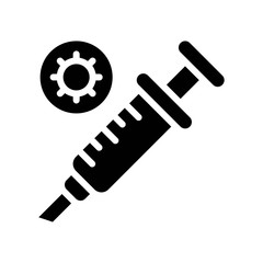 virus transmission or coronavirus related injection or syringe vector in solid design,