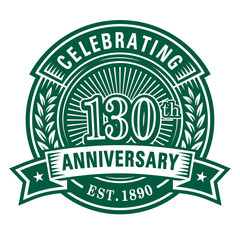 130 years of celebrations design template. 130th anniversary logo. Vector and illustrations.