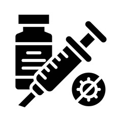 virus transmission or coronavirus related injection and vaccine bottle vector in solid design,