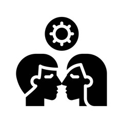 virus transmission or coronavirus related sexual transmission vector in solid design,