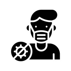 virus transmission or coronavirus related boy wearing face mask vector in solid design,