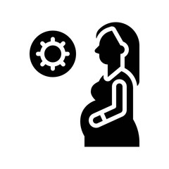 virus transmission or coronavirus related pregnant women vector in solid design,