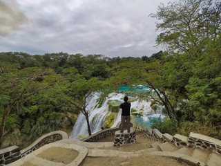 Unbelievable summer morning scene on the Waterfall (EL SALTO-EL MECO) san luis potosi...