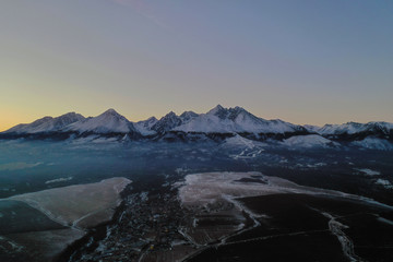 Naklejka na ściany i meble Aerial view of the High Tatras in Slovakia