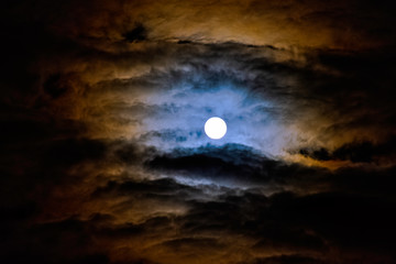 Naklejka na ściany i meble Dramatic night sky with full moon over United Kingdom
