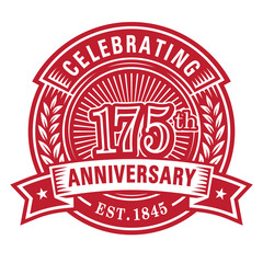 175 years of celebrations design template. 175th anniversary logo. Vector and illustrations.
