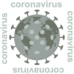 coronavirus and globe, vector illustration,flat style, front
