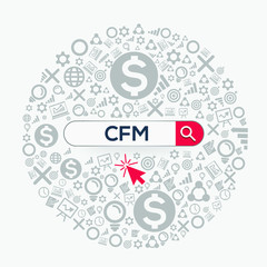 Obraz premium CFM mean (certified financial manager) Word written in search bar ,Vector illustration.