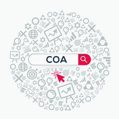 Fototapeta premium COA mean (chart of account) Word written in search bar ,Vector illustration.
