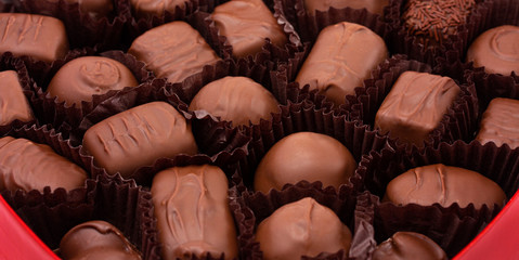 Close Up View of a Box of Valentines Day Chocolates