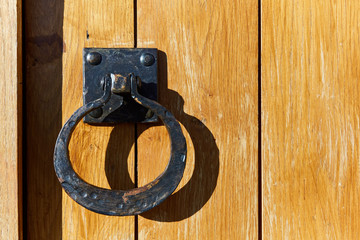 Old wooden door with a old door knob for print