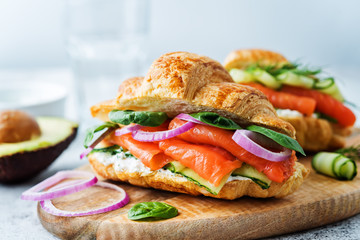 Smoked salmon ricotta cheese cucumber sandwich