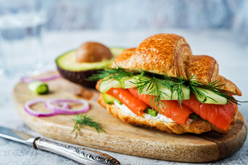 Smoked salmon ricotta cheese cucumber sandwich