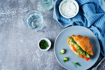 Smoked salmon ricotta cheese cucumber sandwich