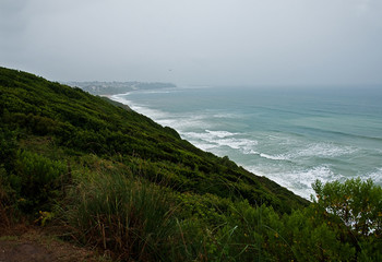 Laurel overgrown the French coast of the Atlantic Ocean during a storm