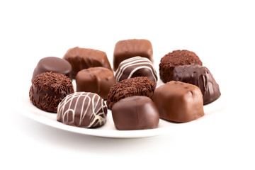Variety of Chocolates Isolated on a White Background