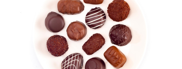 Variety of Chocolates Isolated on a White Background