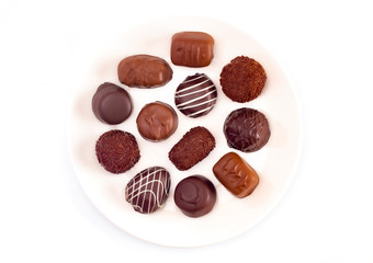 Variety of Chocolates Isolated on a White Background