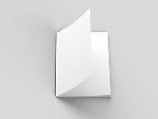 Open magazine with a glued binding. Vertical A4 format. 3d illustration.