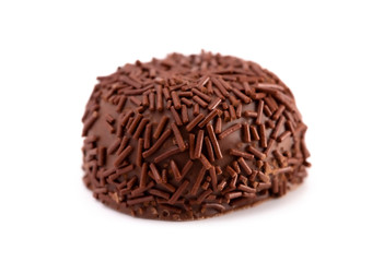 Single Chocolate Truffle Isolated on a White Background