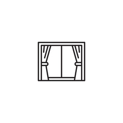 Stage constructions flat line icon. Scene, event equipment rental sign. Thin linear logo for concert, music festival.