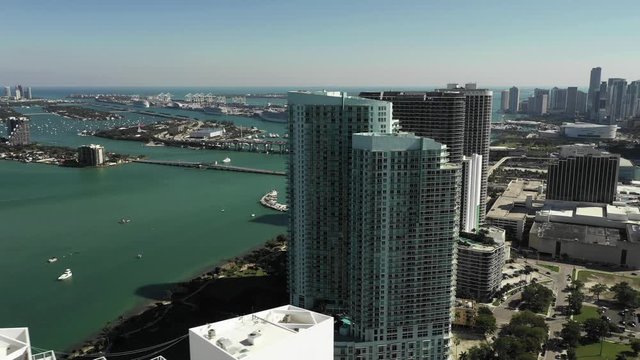 Edgewater Miami FL USA waterfront highrise condominium apartments 4k