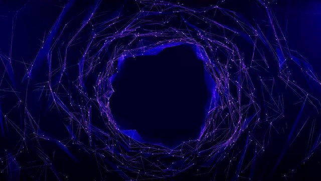 Abstract 3d of triangulated surface. Dynamic polygonal curved landscape. Futuristic Sci-Fi cyberpunk style violet tone background. 3D video animation 4k