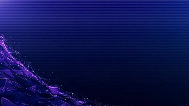 Abstract 3d of triangulated surface. Dynamic polygonal curved landscape. Futuristic Sci-Fi cyberpunk style violet tone background. 3D video animation 4k