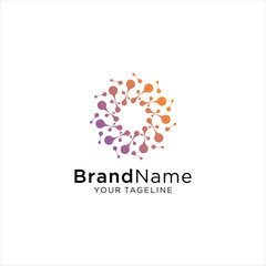 Modern Abstract Circle Technology logo template,Advanced analysis data base Logo symbol. Development of artificial intelligence sign. Abstract innovative high tech logo template. Colorful round