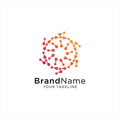 Modern Abstract Circle Technology logo template,Advanced analysis data base Logo symbol. Development of artificial intelligence sign. Abstract innovative high tech logo template. Colorful round