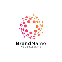 Modern Abstract Circle Technology logo template,Advanced analysis data base Logo symbol. Development of artificial intelligence sign. Abstract innovative high tech logo template. Colorful round