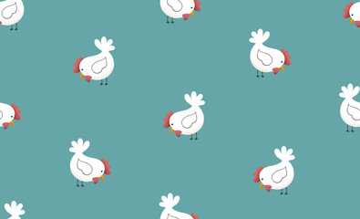Easter chicken pattern, spring hen and chicken bird holiday seamless pattern