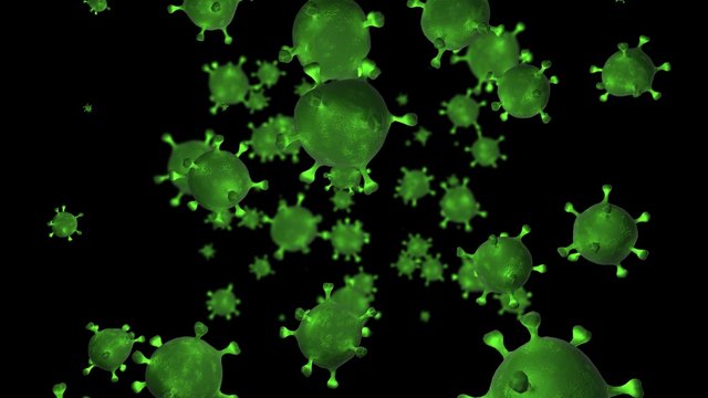 Illustration de virus et d'&eacute;pid&eacute;mie , vue microscopique d'un micro-organisme vert