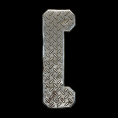 Industrial metal symbol left square bracket on black background 3d