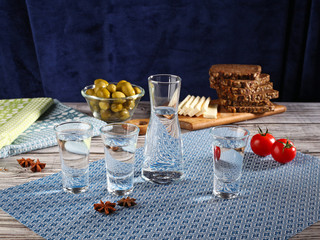 Traditional greek ouzo in shot glasses