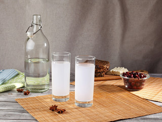 Traditional greek ouzo in two glasses