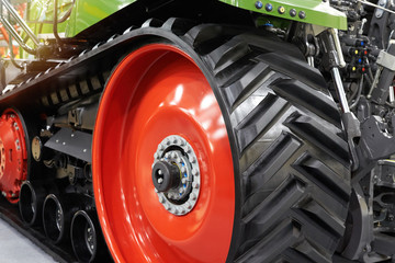 Fototapeta premium Closeup of big black rubber wheels