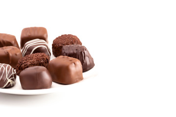 Variety of Chocolates Isolated on a White Background