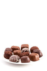 Variety of Chocolates Isolated on a White Background