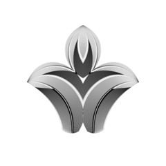 Abstract floral sign, symbol, emblem, decorative element, geometric halftone lines pattern, vector modern design texture.