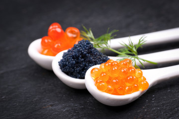 Frischer Caviar, verschiedene Sorten