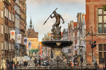 Statue of Neptune fountain in old town of Gdansk © Mazur Travel