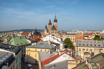 Naklejka na ściany i meble Top view of Krakow city at sunny summer day