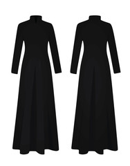 Black long dress. vector illustration