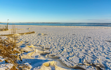 Sunny day February 29, 2020 on the shores of the Gulf of Finland.