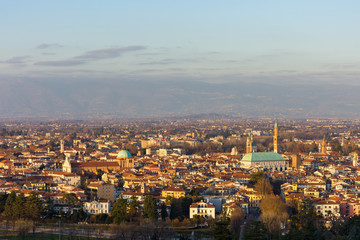 Panorama of Vicenza at the sunset