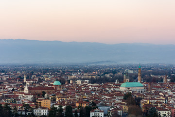 Fototapeta na wymiar Panorama of Vicenza at the sunset