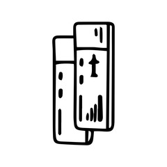 Airplane tickets or flights in doodle style isolated on white background. Sign icon. Vector outline illustration.