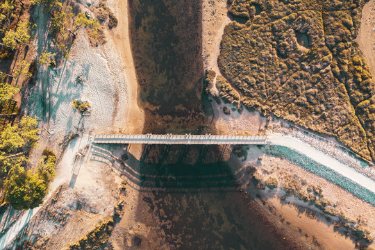 Bridge over water at a Portuguese lagoon.