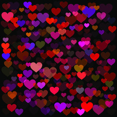 multi-colored small hearts on a black background